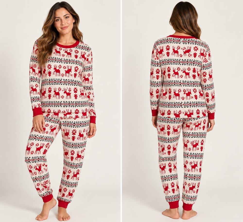 Hanna Andersson Unisex Fair Isle Pajama Set XL Organic Cotton Reindeer Christmas